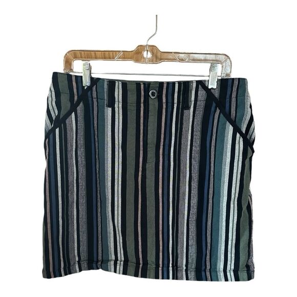 Christopher & Banks Skort Sz 12 Blue Stripe Back Elastic Waist button/zipper - Picture 1 of 8